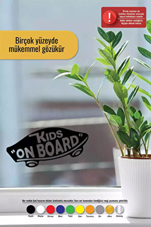 Kids On Board Kaykay - Araç, Oto, Laptop, Duvar Uyumlu Sticker 10*5 Cm