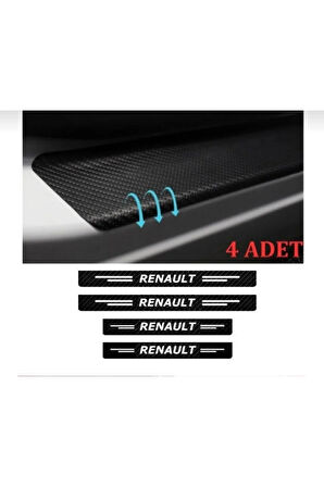 Renault Megane İçin Uyumlu Aksesuar Oto Kapı Eşiği Sticker Karbon 4 Adet