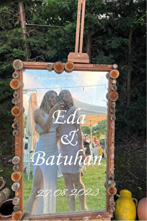 Düğün Nişan Ayna Yazısı 60cm Kişiselleştirilebilir Söz Organizasyon Süsü Beyaz Folyo Sticker