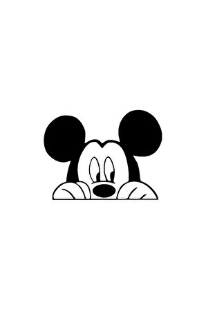 Camdan Bakan Mickey Sticker Oto Motor Laptop Duvar Folyo Sticker 25x20 cm
