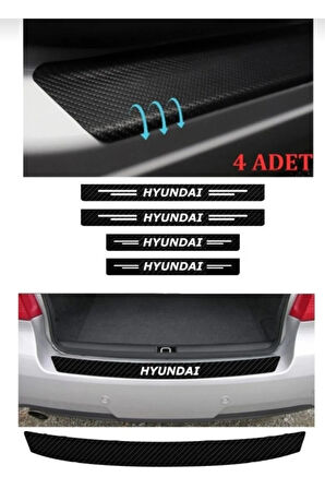 Hyundai Bayon İçin uyumlu Aksesuar OTO&ARAÇ Kapı Eşiği Sticker Karbon 4 PARÇA
