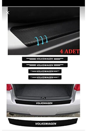 Volkswagen Passat Cc İçin uyumlu Aksesuar OTO&ARAÇ Kapı Eşiği Sticker Karbon 4 PARÇA