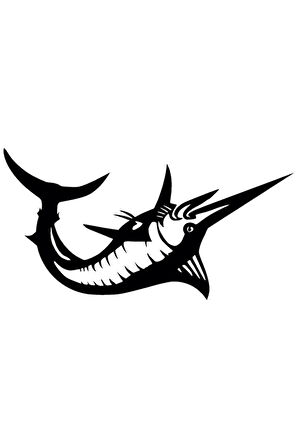 Kılıç Balığı Oto Motor Laptop Duvar Folyo Sticker 15x7 Cm