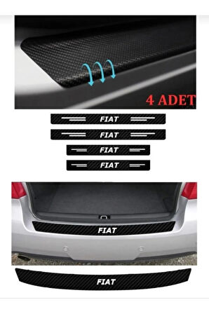 Fiat Albea İçin Uyumlu Aksesuar Oto Kapı Eşiği Sticker Karbon 4 Adet