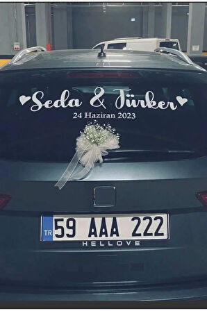 Gelin Arabası Sticker Süs Dekoratif Isim Ve Tarih Sticker Bilgilerinizi Yazmayi Unutmayın!!