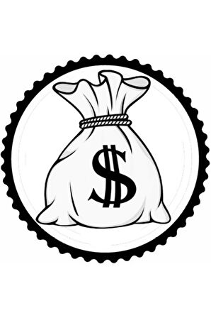 Bir Çuval Dolar Tasarım Sticker 10 x 10 cm
