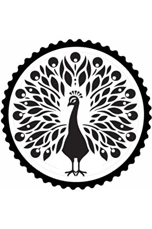 Tavus Kuşu Tasarım 2.Model Sticker 10 x 10 cm