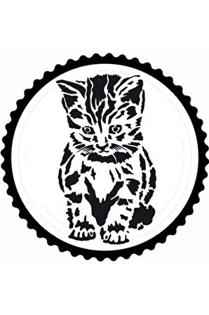 Düşünen Kedi Tasarım Sticker 10 x 10 cm