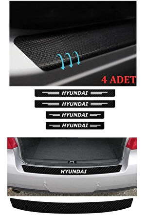 Hyundai Accent Era İçin Uyumlu Aksesuar Oto Bagaj Ve Kapı Eşiği Sticker Seti Karbon