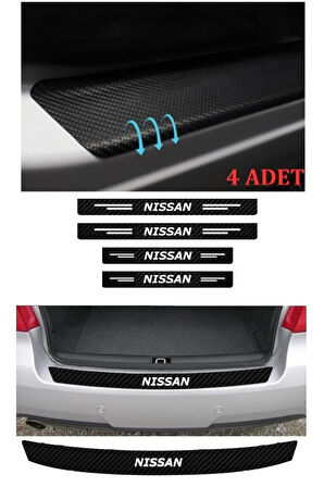 Nissan Micra İçin Uyumlu Aksesuar Oto Bagaj Ve Kapı Eşiği Sticker Seti Karbon
