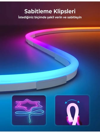 RYVEX 10 metre USB Şerit NEON LED Animasyonlu Kumandalı Ve Telefon Kontrollü  Argb
