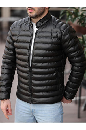 Erkek Deri Şişme Mont