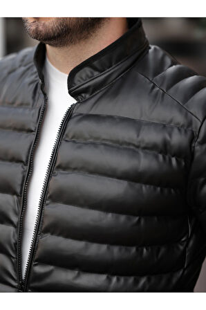 Erkek Deri Şişme Mont