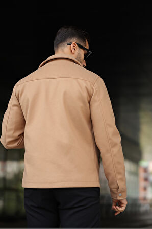 Erkek Çift Fermuar Detaylı Kaşe Ceket