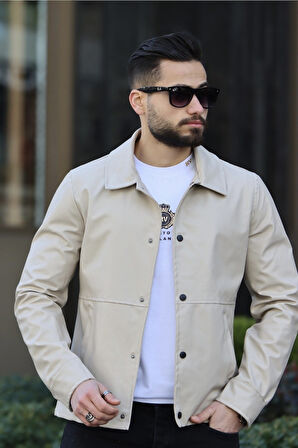 Erkek Slim Fit Deri Ceket