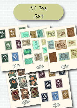 Pul Temalı 5'li Sticker | Bullet Journal | Notebook | Ajanda | Scrapbook Için Uygun Set