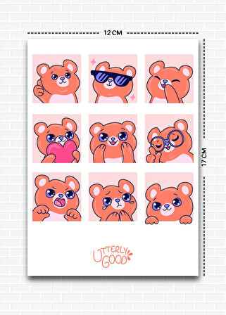 Hayvan Temalı 5'li Sticker | Bullet Journal | Notebook | Ajanda | Scrapbook Için Uygun Set