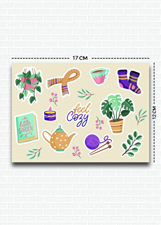 Cozy Temalı 5'li Sticker | Bullet Journal | Notebook | Ajanda | Scrapbook Için Uygun Set