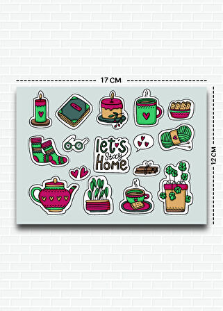 Cozy Temalı 5'li Sticker | Bullet Journal | Notebook | Ajanda | Scrapbook Için Uygun Set