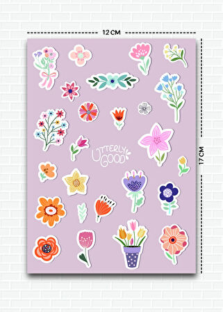 Çiçek Temalı 5'li Sticker | Bullet Journal | Notebook | Ajanda | Scrapbook Için Uygun Set