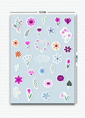 Çiçek Temalı 5'li Sticker | Bullet Journal | Notebook | Ajanda | Scrapbook Için Uygun Set