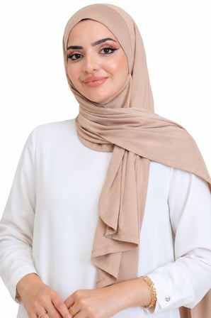 Penye Boyun Kapamalı Şal Başörtü Hazır Giyim Turban Esnek Jersey Şal