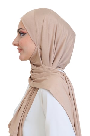 Penye Boyun Kapamalı Şal Başörtü Hazır Giyim Turban Esnek Jersey Şal