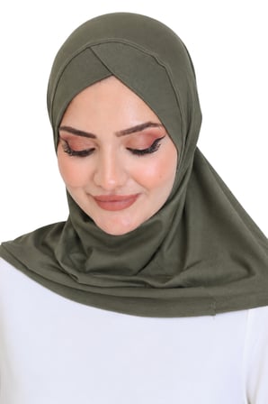 Kadın Hazır Türban Çapraz Tek Parça Pratik Namaz Başörtüsü