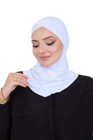 Çapraz Ön Tasarımlı Kadın Spor Hazır Türban Esnek Tek Parça Başörtüsü
