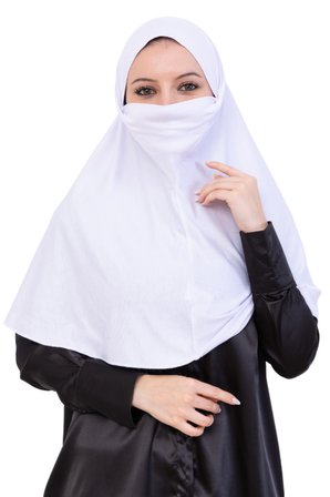 Hazır Başörtüsü Pratik İslami Giyim Penye Peçeli Türban Namaz İçin Yumuşak Eşarp