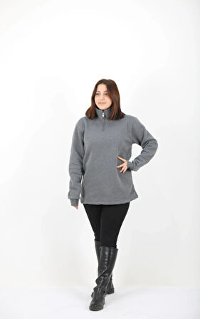 Mualta Unisex Antrasit Balıkçı Yaka Sweatshirt 
