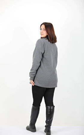 Mualta Unisex Antrasit Balıkçı Yaka Sweatshirt 