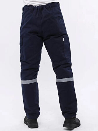 7/7 Gabardin Kapitoneli Kışlık İş Pantolonu Lacivert 5 Cepli Beli Likralı 