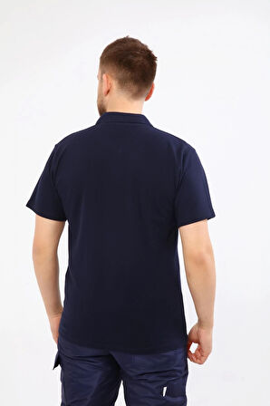 Polo Yaka Pike Örme Lacivert Tişört Tek Cepli S Beden Unisex