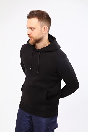 Kapüşonlu Siyah Unisex Sweatshirt