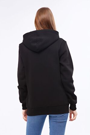 Kapüşonlu Siyah Unisex Sweatshirt
