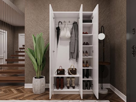 Asra Trend MDF Vestiyer & Portmanto & Ayakkabılık - 90x180x33cm, Askılı, Çok Raflı, Kapaklı V-07