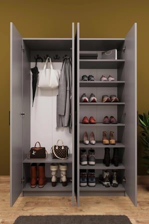 Asra Trend MDF Vestiyer & Portmanto & Ayakkabılık - 120x180x33cm, Askılı, Çok Raflı, Kapaklı V-08