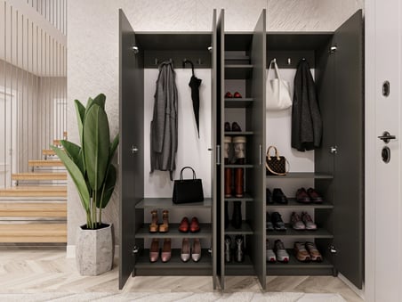 Asra Trend MDF Vestiyer & Portmanto & Ayakkabılık - 150x180x33cm, Askılı, Çok Raflı, Kapaklı V-09