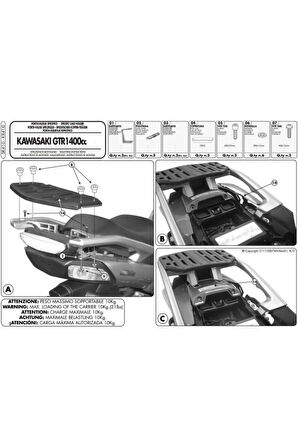 Gıvı Sr410 Kawasakı Gtr 1400 (07-15) Arka Çanta Taşıyıcı