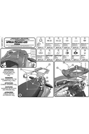 Sr79 Aprılıa Pegaso 650 Strada - Traıl (05-11) Arka Çanta Taşıyıcı