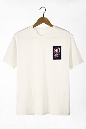 Azurco Oversize Önü No Regret Baskılı Ekru T-shirt