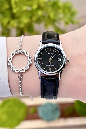 Casio CSISTE22 Kasası Gümüş Kordonu Siyah Renk Hediye Paketli Kadın Kol Saati ve Bileklik