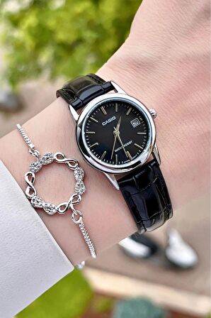 Casio CSISTE22 Kasası Gümüş Kordonu Siyah Renk Hediye Paketli Kadın Kol Saati ve Bileklik