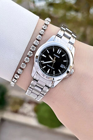Casio CSISTE155 Kadranı Siyah Kordonu Gümüş Renk Kadın Kol Saati