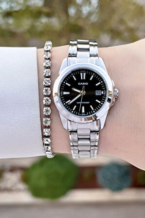 Casio CSISTE155 Kadranı Siyah Kordonu Gümüş Renk Kadın Kol Saati