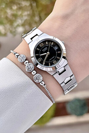 Casio CSISTE89 Kadranı Siyah Kordonu Gümüş Renk Hediye Paketli Kadın Kol Saati