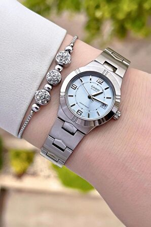 Casio CSISTE17 Kadranı Mavi Kordonu Gümüş Renk Hediye Paketli Kadın Kol Saati ve Bileklik