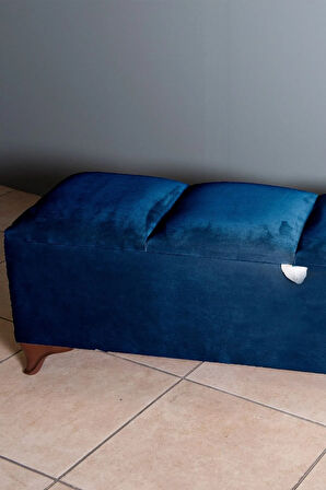 Vetra V2 Mavi Sandıklı Puf - Dilimli Model 140cm Sandıklı Bench