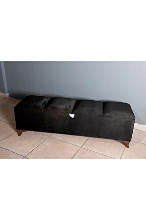 Vetra V2 Siyah Sandıklı Puf - Dilimli Model 140cm Sandıklı Bench